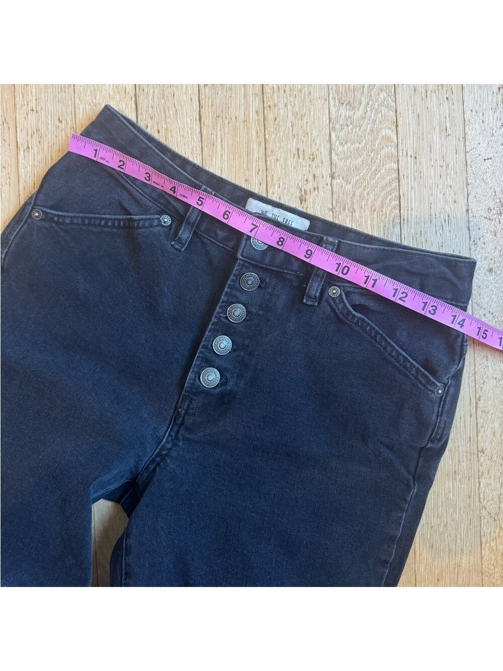 FREE PEOPLE High-Rise Black/Grey Stonewashed Denim - Picture 6 of 12